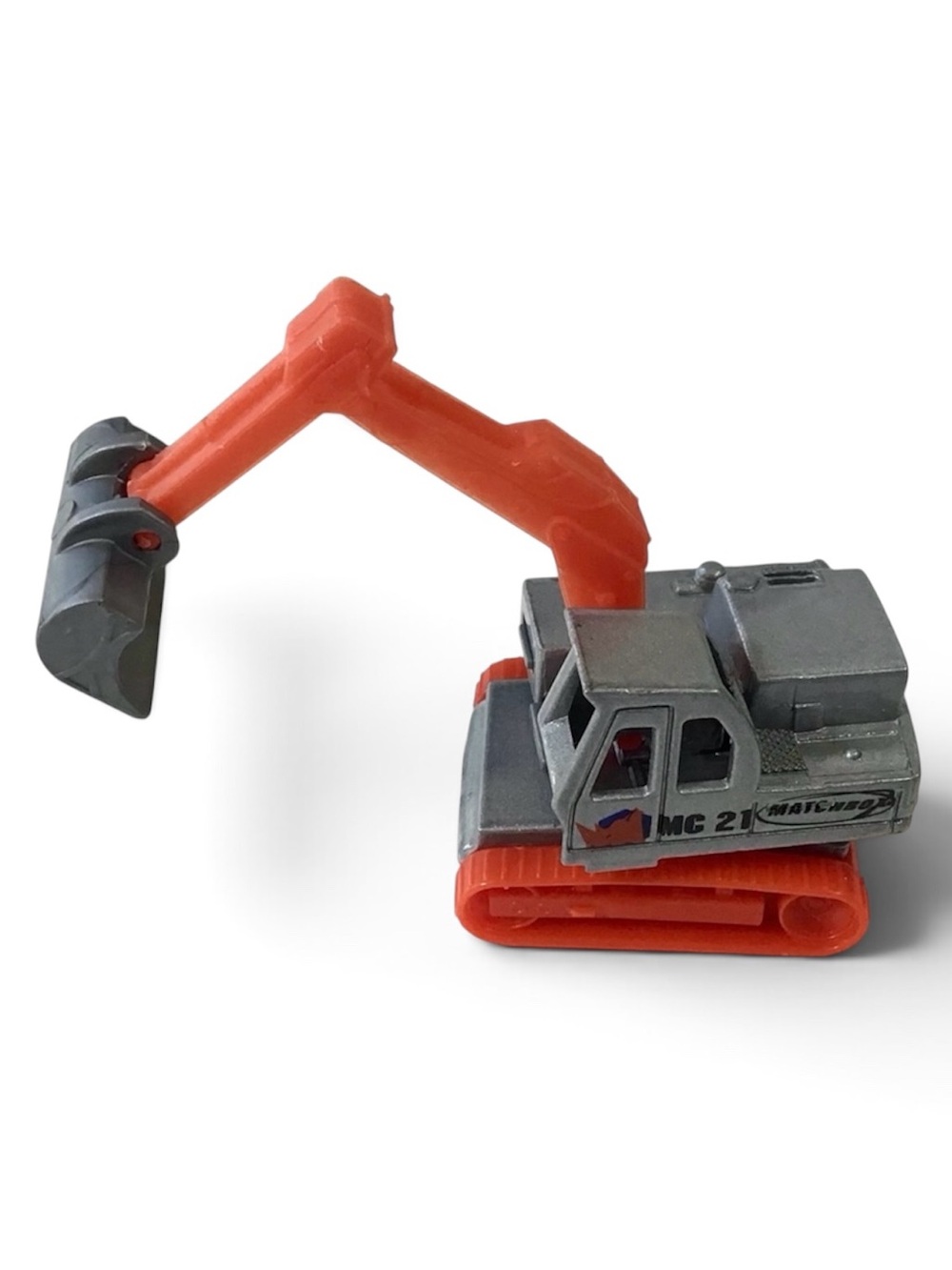 1980 Matchbox Excavator MC21 Silver & Red 1:64 Vintage Construction Vehicle